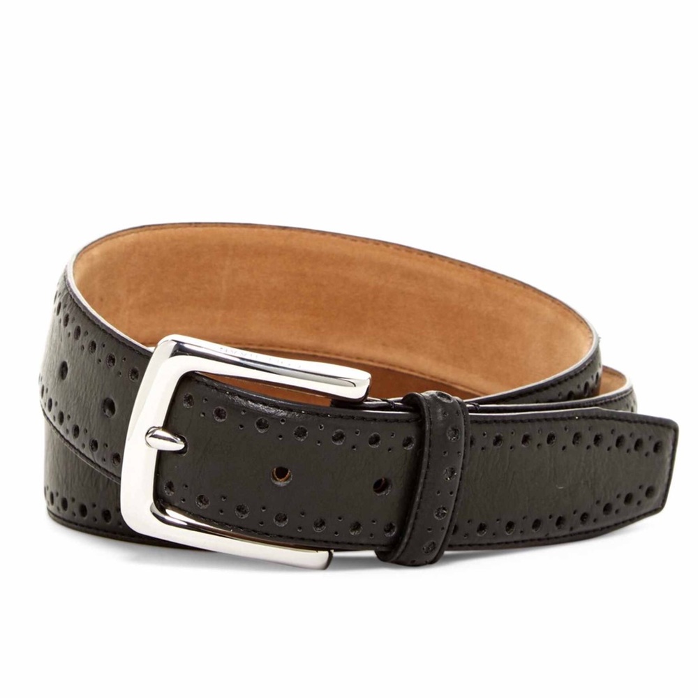 Cole Haan Men’s Belt in Black w/ Perforated Trim